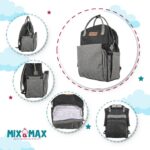 Premium Elegant Mum Large Diaper Backpack bag waterproof - Mix and Max - Grey and Black2 - Image 5