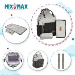 Premium Elegant Mum Large Diaper Backpack bag waterproof multifunction SET 4 in 1 - Mix and Max - Black and Grey - Image 2