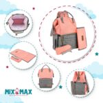 Premium Elegant Mum Large Diaper Backpack bag waterproof multifunction SET 4 in 1 - Mix and Max - Grey and Simon - Image 2