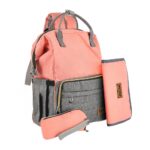 Premium Elegant Mum Large Diaper Backpack bag waterproof multifunction SET 4 in 1 - Mix and Max - Grey and Simon