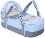Portable Baby Carrycot Lightweight travel Bed Carrycot newborn ( Bear on Train Light Blue color ) - Sizes: 0-12 M - Mix and Max