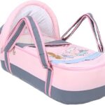 Portable Baby Carrycot Lightweight travel Bed Carrycot newborn ( Bear on Train Pink color ) - Sizes: 0-12 M - Mix and Max