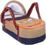 Portable Baby Carrycot Lightweight travel Bed Carrycot newborn ( Bear on Train Orange Blue color ) - Sizes: 0-12 M - Mix and Max