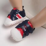 ⁦Baby Shoes 3 Sizes 1/2/3 (from Zero to 18 Months) # 633 - Mix and Max - Colors: Blue and White - Sizes: 3 M to 6 M 11 cm, 6 M to 9 M 12 cm, 9 to 12 M 13 cm⁩ - الصورة ⁦3⁩