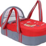 Portable Baby Carrycot Lightweight travel Bed Carrycot newborn ( Bear on Moon Red color ) - Sizes: 0-12 M - Mix and Max