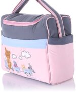 Mix and Max Baby Changing Diaper Large Shoulder bag with embroidery ( Bear on Train Pink ) - Image 2