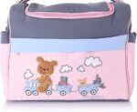 Mix and Max Baby Changing Diaper Large Shoulder bag with embroidery ( Bear on Train Pink ) - Image 5