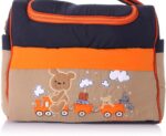 Mix and Max Baby Changing Diaper Large Shoulder bag with embroidery ( Bear on Train Navy Blue Orange ) - Image 4