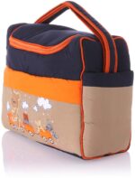 Mix and Max Baby Changing Diaper Large Shoulder bag with embroidery ( Bear on Train Navy Blue Orange )