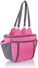 ⁦Leather Diaper Shoulder bag with embroidery ( Home Fushia ) - Mix and Max - Colors: Beige, Blue, and Dark Red - Sizes: 0-9 M⁩ - الصورة ⁦4⁩