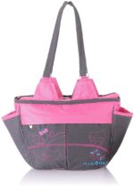 Leather Diaper Shoulder bag with embroidery ( Home Fushia ) - Mix and Max - Colors: Beige, Blue, and Dark Red - Sizes: 0-9 M