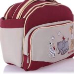 Mix and Max Baby Changing Diaper Large Shoulder bag with embroidery ( Jungle dark Red )