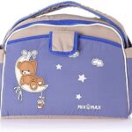 Mix and Max Baby Changing Diaper Large Shoulder bag with embroidery ( Bear on Moon Blue )