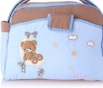 Mix and Max Baby Changing Diaper Large Shoulder bag with embroidery ( Bear on Moon Light Blue )