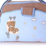 Mix and Max Baby Changing Diaper Large Shoulder bag with embroidery ( Bear on Moon Light Blue )