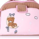Mix and Max Baby Changing Diaper Large Shoulder bag with embroidery ( Bear on Moon Pink)
