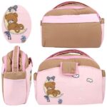 Mix and Max Baby Changing Diaper Large Shoulder bag with embroidery ( Bear on Moon Pink) - Image 6
