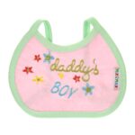 ⁦Multi-colors Bib with embroidery with diaper back Small size 16*19cm (2 Pieces) - Mix and Max - Colors: Fuchsia, Grey, and Light Blue - Sizes: 0-18⁩ - الصورة ⁦4⁩