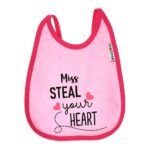 Multi-colors Printed Bib with diaper back Average size 27*19cm (2 Pieces) Girl g - Mix and Max - Colors: Fuchsia, Grey, and Light Blue - Sizes: 0-18 - Image 3