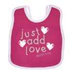 Multi-colors Printed Bib with diaper back size 38*29cm (2 Pieces) Girl g - Mix and Max - Colors: Fuchsia, Grey, and Light Blue - Sizes: 0-18