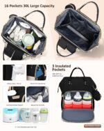 Premium Elegant Mum Large Diaper Backpack bag waterproof - Mix and Max - Grey and Black - Image 3