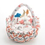 Baby Nest with Soft Toys and Mosquito Net – Comfortable Infant Sleeping Bed multi color Mix and Max