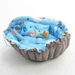⁦Baby Nest with Soft Toys and Mosquito Net – Comfortable Infant Sleeping Bed Light blue color Mix and Max⁩ - الصورة ⁦7⁩