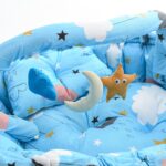 ⁦Baby Nest with Soft Toys and Mosquito Net – Comfortable Infant Sleeping Bed Light blue color Mix and Max⁩ - الصورة ⁦6⁩