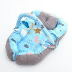 Baby Nest Bed for Newborns Portable Baby Lounger and Sleep Pod Light Blue Grey Mix and Max
