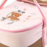 Portable Baby Carrycot Portable Bed Lightweight Carrycot ( Bear on Moon Pink color ) - Sizes: 0-12 M - Mix and Max - Image 2