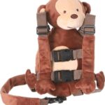 2-in-1 Child Safety Harness deluxe Animal Shape backpack Cotton 100% - Brown Monkey - Mix and Max - Colors: Beige, Fuchsia, and Light Blue - Sizes: 0-24 M