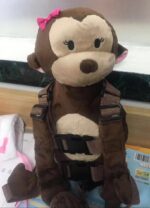 2-in-1 Child Safety Harness deluxe Animal Shape backpack Cotton 100% - Brown Girly Monkey - Mix and Max - Colors: Beige, Fuchsia, and Light Blue - Sizes: 0-24 M - Image 7