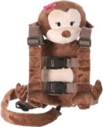 2-in-1 Child Safety Harness deluxe Animal Shape backpack Cotton 100% - Brown Girly Monkey - Mix and Max - Colors: Beige, Fuchsia, and Light Blue - Sizes: 0-24 M