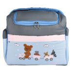 Mix and Max Baby Changing Diaper Large Shoulder bag with embroidery ( Bear on Train Light Bluee ) - Image 3