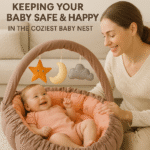 ⁦Baby Nest with Soft Toys and Mosquito Net Comfortable Infant Sleeping Bed Multi color Mix and Max⁩ - الصورة ⁦11⁩