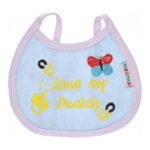 ⁦Multi-colors Bib with embroidery with diaper back Small size 16*19cm (2 Pieces) - Mix and Max - Colors: Fuchsia, Grey, and Light Blue - Sizes: 0-18⁩ - الصورة ⁦6⁩