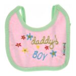 ⁦Multi-colors Bib with embroidery with diaper back Small size 16*19cm (2 Pieces) - Mix and Max - Colors: Fuchsia, Grey, and Light Blue - Sizes: 0-18⁩ - الصورة ⁦20⁩