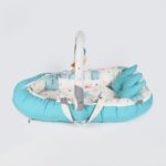 Baby Nest Bed for Newborns Portable Baby Lounger and Sleep Pod Turqouise White Mix and Max - Image 4
