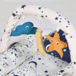 Baby Nest Bed for Newborns Portable Baby Lounger and Sleep Pod Navy blue White Mix and Max - Image 2