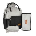 Premium Elegant Mum Large Diaper Backpack bag waterproof multifunction SET 4 in 1 - Mix and Max - Black and Grey