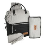 Premium Elegant Mum Large Diaper Backpack bag waterproof multifunction SET 4 in 1 - Mix and Max - Grey and Black
